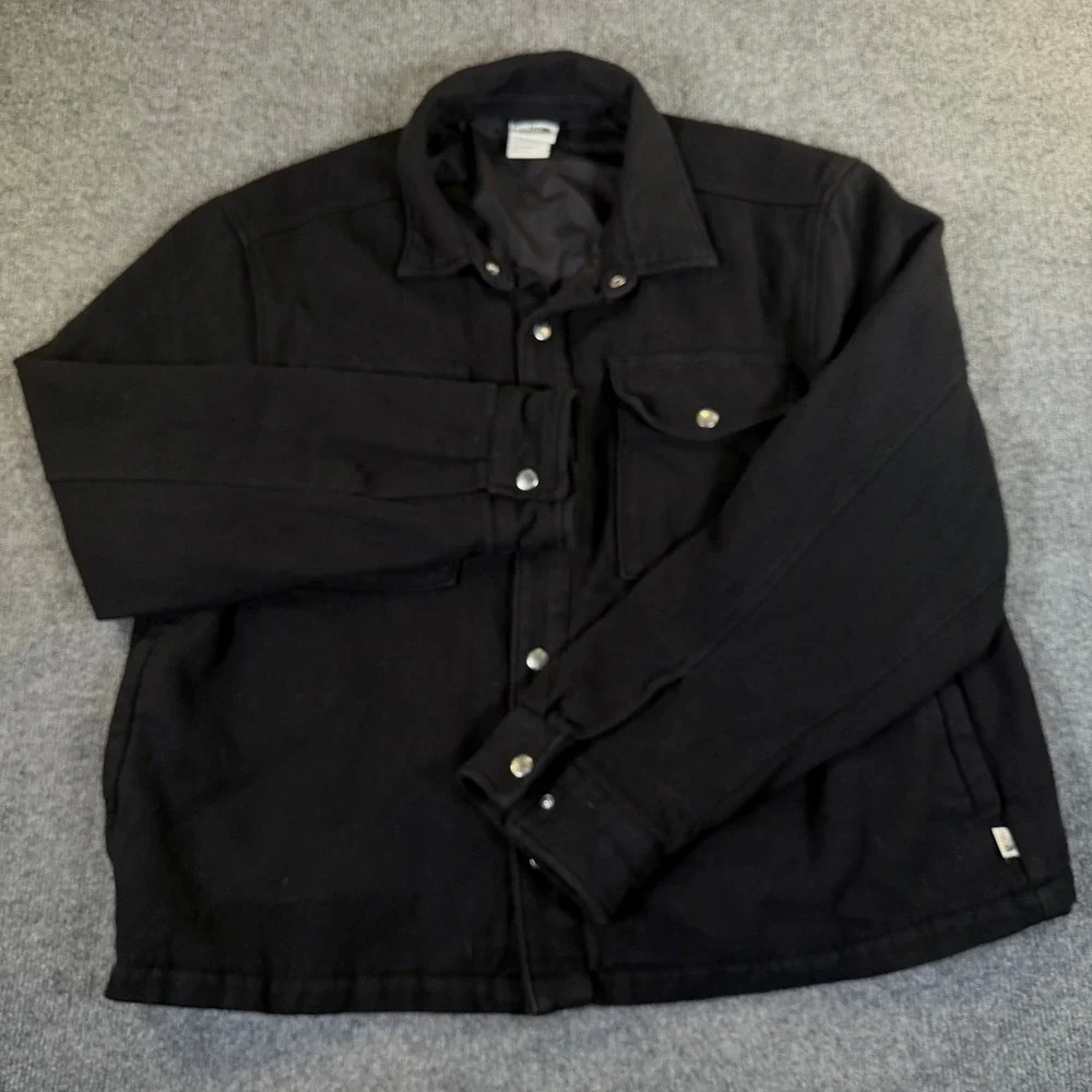The North Face Mens Black‎ Cotton Twill Quilted Lined Snap Front Shirt Jacket L